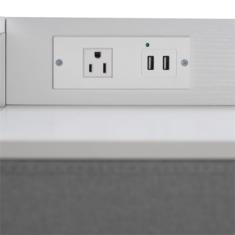 Pemberly Row 4 Drawer Nightstand with USB & Outlet Charging Station in Gray/Wht