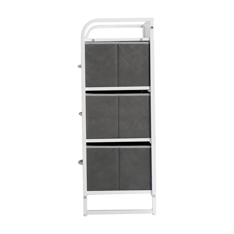 Pemberly Row 4 Drawer Nightstand with USB & Outlet Charging Station in Gray/Wht