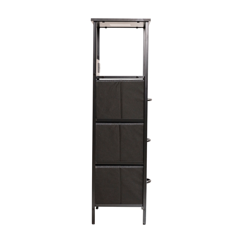 Pemberly Row 3 Drawer Nightstand with USB & Outlet Charging Station in Charc/Bk