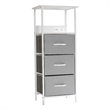Pemberly Row 3 Drawer Nightstand with USB & Outlet Charging Station in Gray/Wht