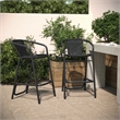 Pemberly Row Indoor/Outdoor Rattan Restaurant Barstool in Black/Black - Set of 2