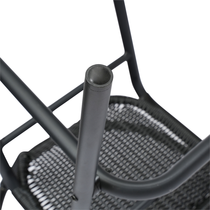 Pemberly Row Indoor/Outdoor Rattan Restaurant Barstool in Black/Black - Set of 2