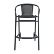 Pemberly Row Indoor/Outdoor Rattan Restaurant Barstool in Black/Black - Set of 2