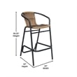 Pemberly Row Rattan Restaurant Barstool in Medium Brown/Black Set of 2