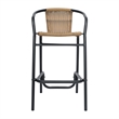 Pemberly Row Rattan Restaurant Barstool in Medium Brown/Black Set of 2