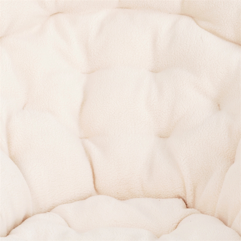 Pemberly Row Folding XL Faux Fur Saucer Chair for Dorm in Ivory/Soft Gold