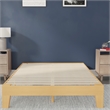 Pemberly Row Wood Platform Queen Bed with 14 Support Slats in Natural Pine