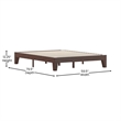 Pemberly Row Wood Platform Queen Bed with 14 Support Slats in Walnut