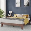 Pemberly Row Wood Platform Queen Bed with 14 Support Slats in Walnut