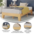 Pemberly Row Wood Platform Twin Bed with 14 Support Slats in Natural Pine