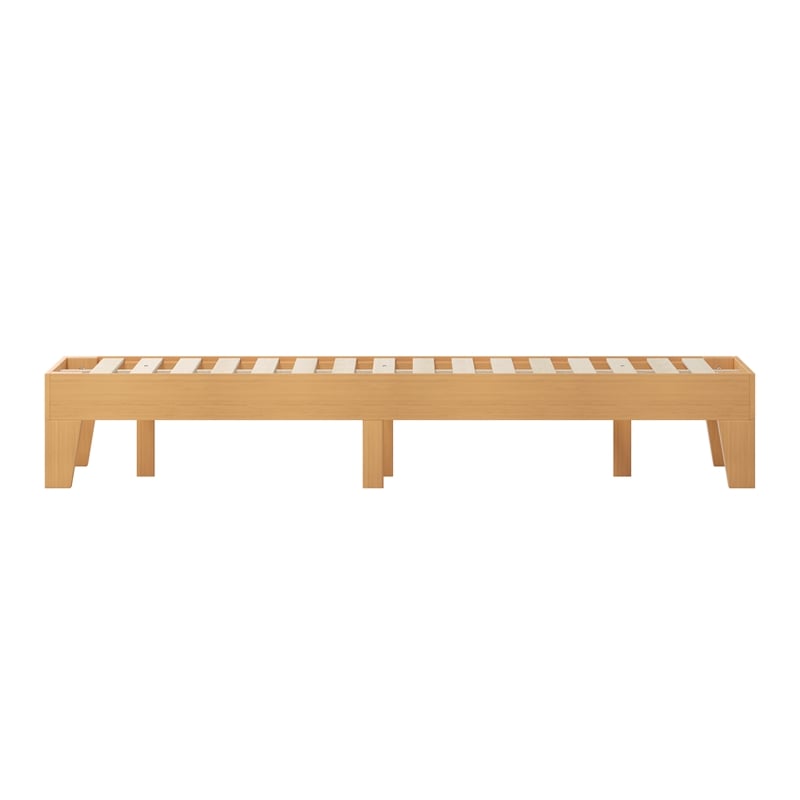 Pemberly Row Wood Platform Twin Bed with 14 Support Slats in Natural Pine