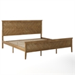 Pemberly Row Solid Wood King Platform Bed Frame with Headboard in Light Brown