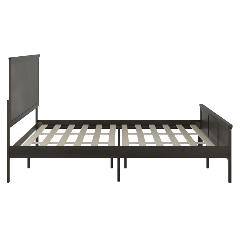 Pemberly Row Solid Wood King Platform Bed Frame with Headboard in Dark Gray
