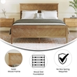 Pemberly Row Solid Wood Queen Platform Bed Frame with Headboard in Light Brown