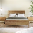Pemberly Row Solid Wood Queen Platform Bed Frame with Headboard in Light Brown