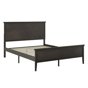 Pemberly Row Solid Wood Queen Platform Bed Frame with Headboard in Dark Gray