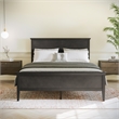 Pemberly Row Solid Wood Queen Platform Bed Frame with Headboard in Dark Gray