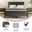 Pemberly Row Solid Wood Queen Platform Bed Frame with Headboard in Dark Gray