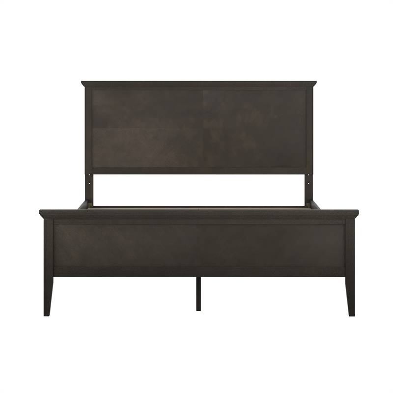 Pemberly Row Solid Wood Queen Platform Bed Frame with Headboard in Dark Gray