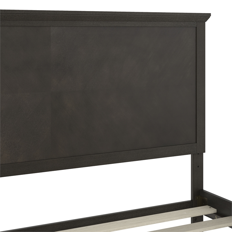 Pemberly Row Solid Wood Queen Platform Bed Frame with Headboard in Dark Gray