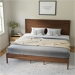 Pemberly Row Solid Wood King Platform Bed with Headboard and Slats in Brown