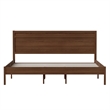 Pemberly Row Solid Wood King Platform Bed with Headboard and Slats in Brown