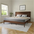 Pemberly Row Solid Wood King Platform Bed with Headboard and Slats in Brown
