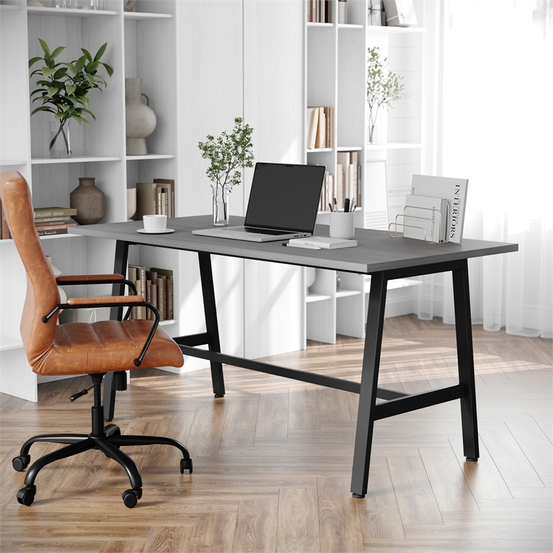 Pemberly Row 60x30 Conference Table with Laminate Top & A-Frame Base in Gray Oak