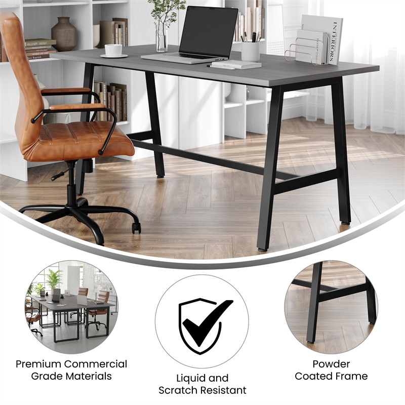 Pemberly Row 60x30 Conference Table with Laminate Top & A-Frame Base in Gray Oak