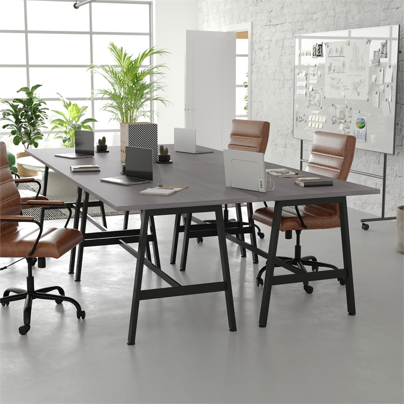 Pemberly Row 60x30 Conference Table with Laminate Top & A-Frame Base in Gray Oak