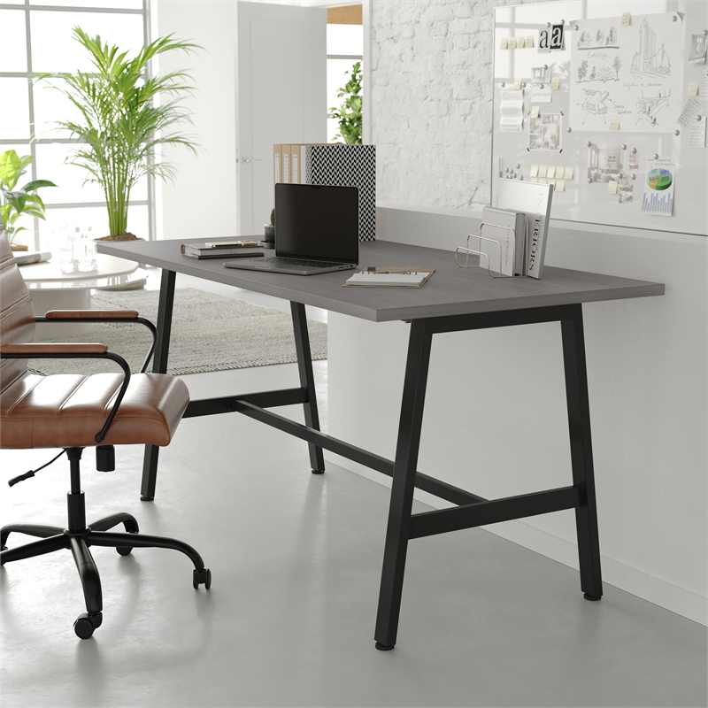 Pemberly Row 60x30 Conference Table with Laminate Top & A-Frame Base in Gray Oak
