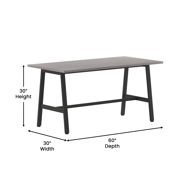 Pemberly Row 60x30 Conference Table with Laminate Top & A-Frame Base in Gray Oak