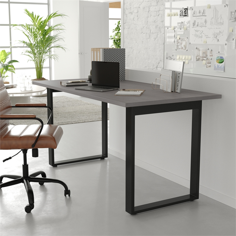 Pemberly Row 60x30 Conference Table with Laminate Top & U-Frame Base in Gray Oak