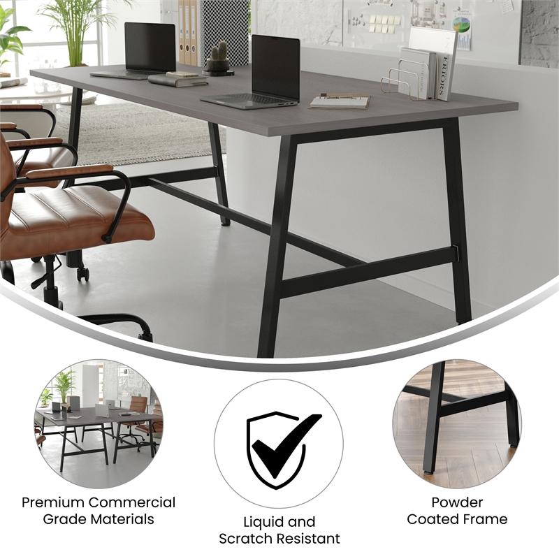 Pemberly Row 72x36 Conference Table with Laminate Top & A-Frame Base in Gray Oak