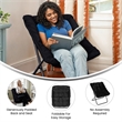 Pemberly Row Folding Faux Fur Oversized Saucer Chair with Steel Frame in Black