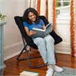 Pemberly Row Folding Faux Fur Oversized Saucer Chair with Steel Frame in Black