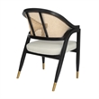 Pemberly Row Cane Rattan Dining Chair with Padded Seat in Natural/Black