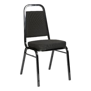 Pemberly Row Trapezoidal Back Banquet Stack Chair with 2.5&quot Seat in Black/Black