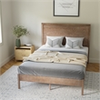 Pemberly Row Solid Wood Full Platform Bed with Headboard & Slats in Light Brown