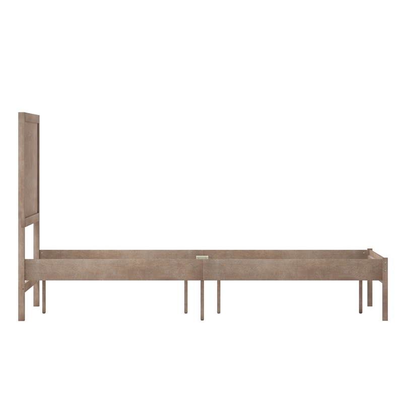 Pemberly Row Solid Wood Full Platform Bed with Headboard & Slats in Light Brown