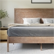 Pemberly Row Solid Wood King Platform Bed with Headboard & Slats in Light Brown