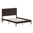 Pemberly Row Solid Wood Queen Platform Bed with Headboard & Slats in Dark Brown