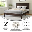 Pemberly Row Solid Wood Queen Platform Bed with Headboard & Slats in Dark Brown