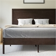 Pemberly Row Solid Wood Queen Platform Bed with Headboard & Slats in Dark Brown