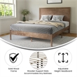 Pemberly Row Solid Wood Queen Platform Bed with Headboard & Slats in Light Brown