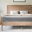 Pemberly Row Solid Wood Queen Platform Bed with Headboard & Slats in Light Brown