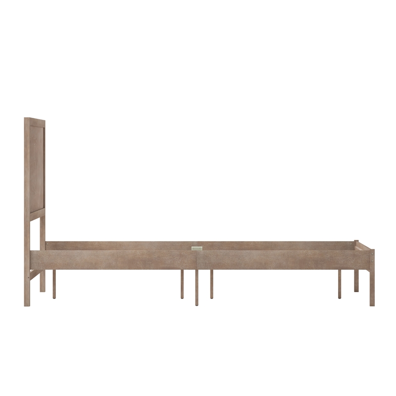 Pemberly Row Solid Wood Queen Platform Bed with Headboard & Slats in Light Brown