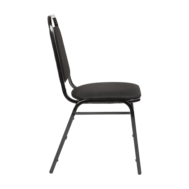 Pemberly Row Trapezoidal Back Stacking Banquet Chair in Black Fabric/Black Frame