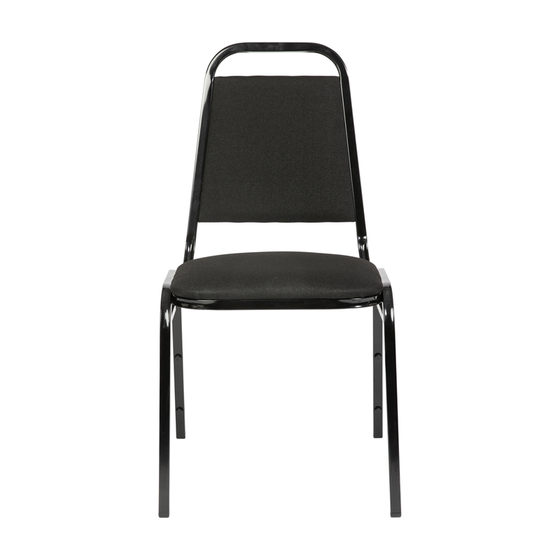 Pemberly Row Trapezoidal Back Stacking Banquet Chair in Black Fabric/Black Frame