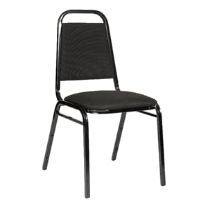 Pemberly Row Trapezoidal Back Stacking Banquet Chair in Black Fabric/Black Frame
